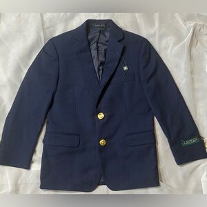 Ralph Lauren Boys Navy Wool Blend Blazer Size 7 Gold Buttons